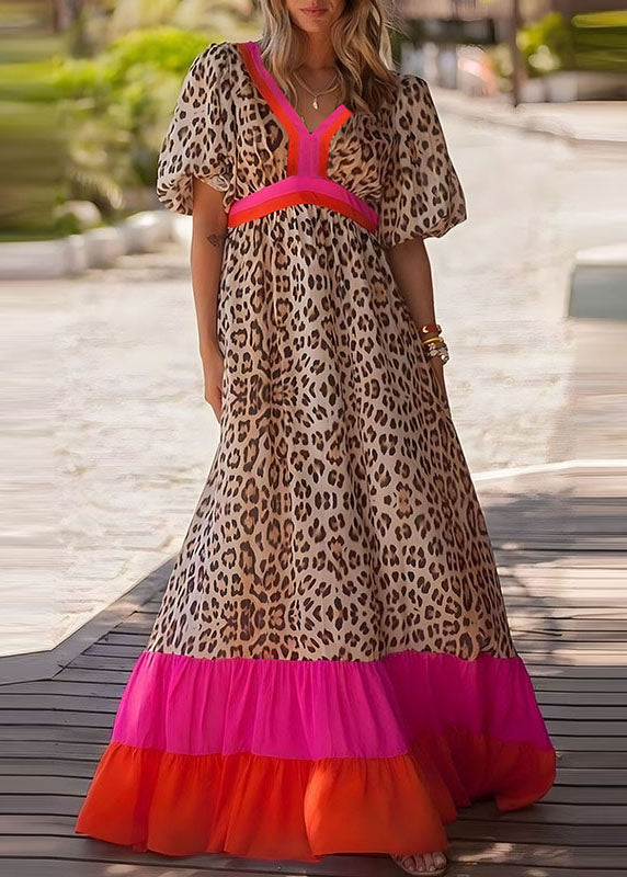 Modern Long Dress Print Patchwork Leopard Summer