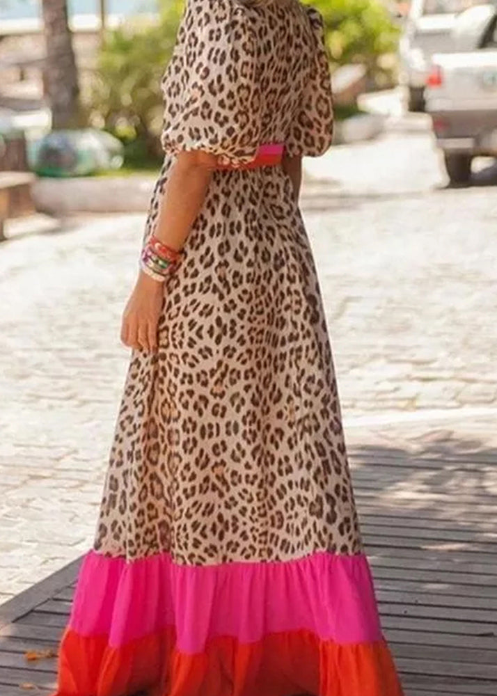Modern Long Dress Print Patchwork Leopard Summer