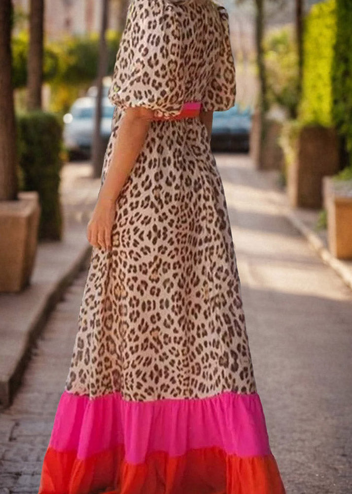 Modern Long Dress Print Patchwork Leopard Summer