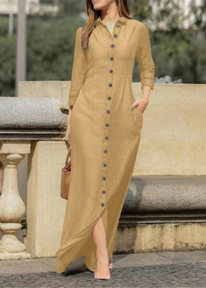 Dress Pan Button Fall Natural Black Collar Long Peter Shirts