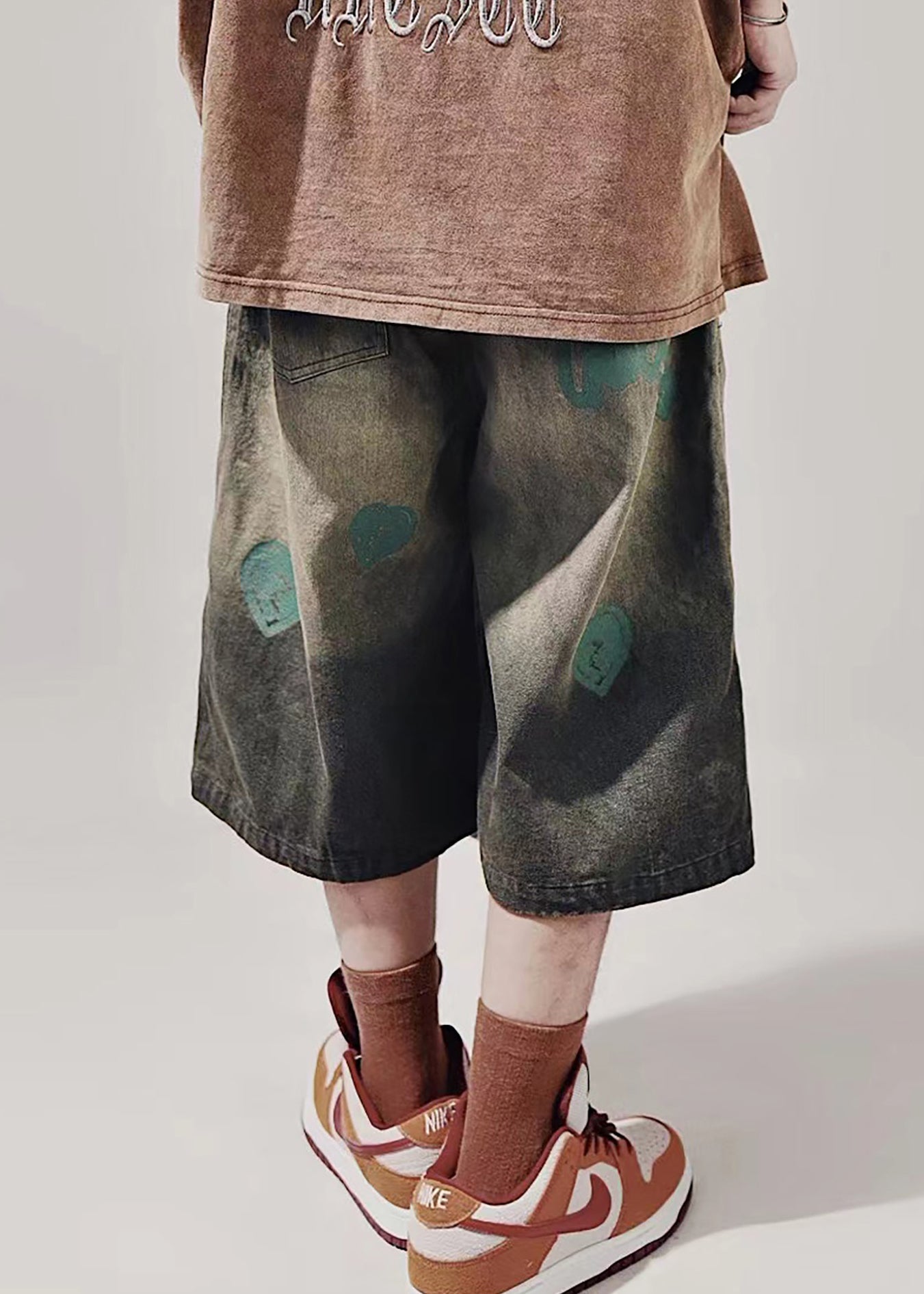 Blue Elastic Print Mens Lace Summer New Shorts Up Waist