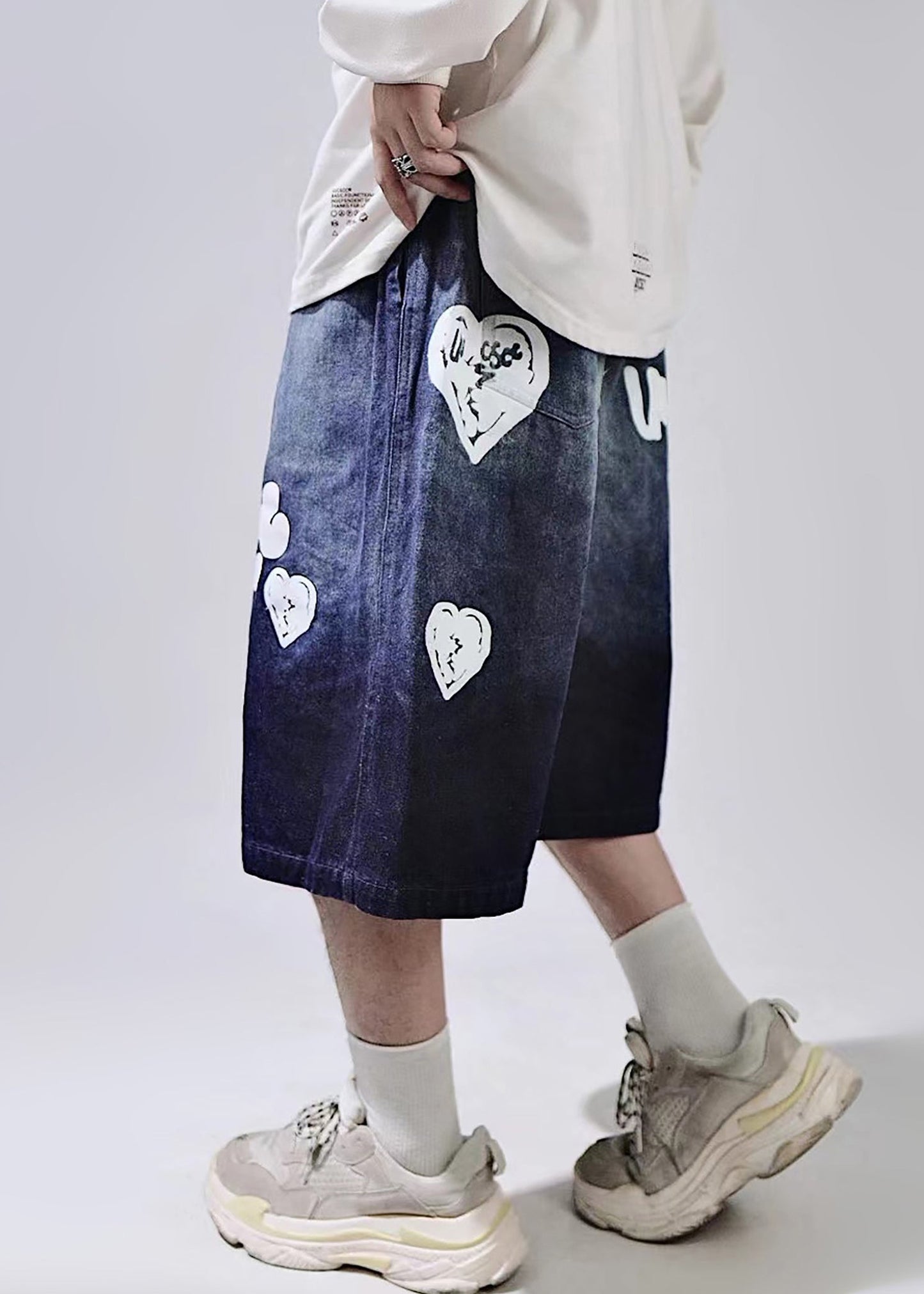 Blue Elastic Print Mens Lace Summer New Shorts Up Waist