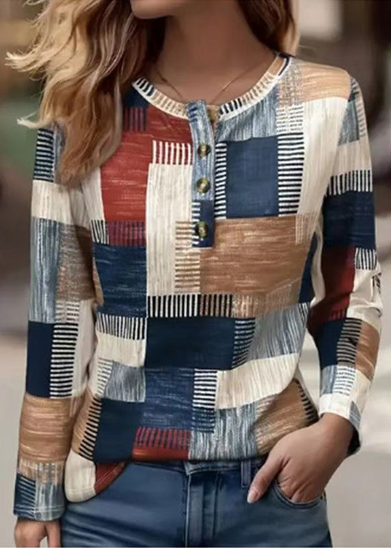 Casual T-Shirt New Long Cotton Sleeves Printed