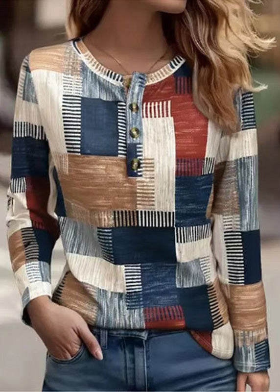 Casual T-Shirt New Long Cotton Sleeves Printed