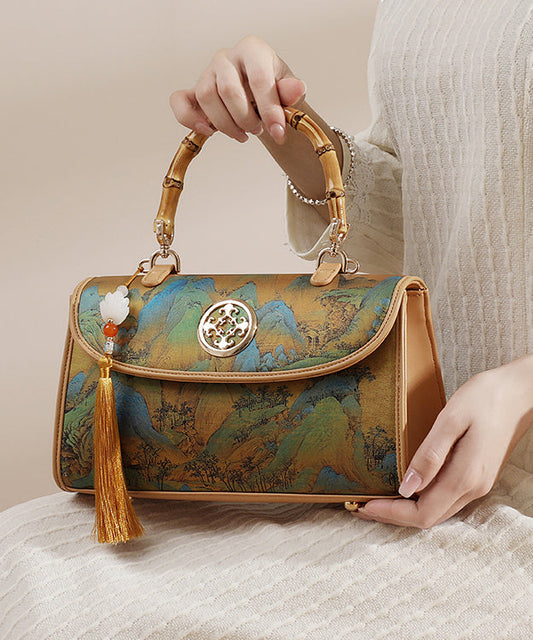 Chinese Tassel Bag Calf Print Leather Tote New Style