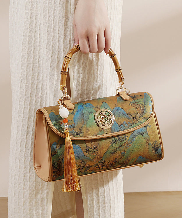 Chinese Tassel Bag Calf Print Leather Tote New Style