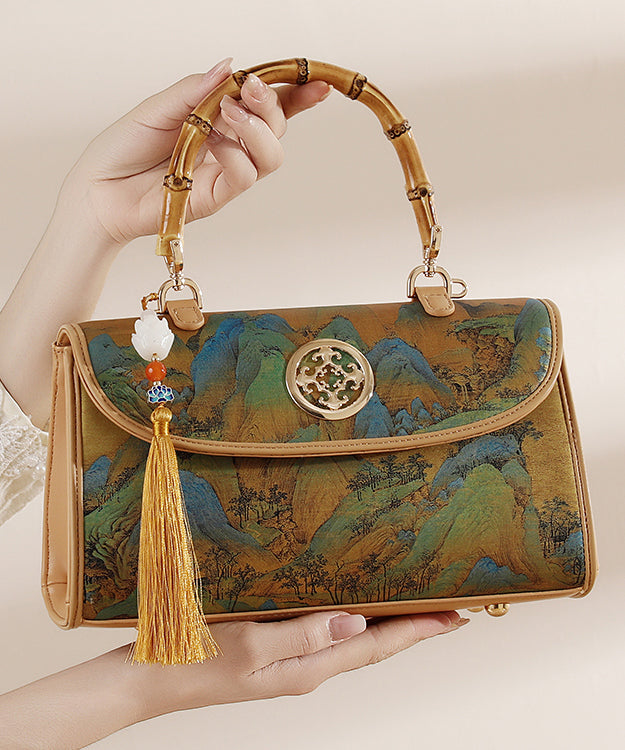 Chinese Tassel Bag Calf Print Leather Tote New Style