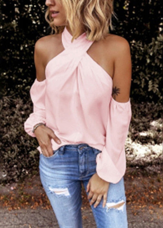 Sleeve Shirts Patchwork White Cotton Cold Long Shoulder New