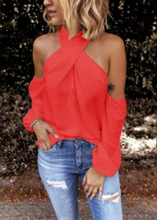 Sleeve Shirts Patchwork White Cotton Cold Long Shoulder New