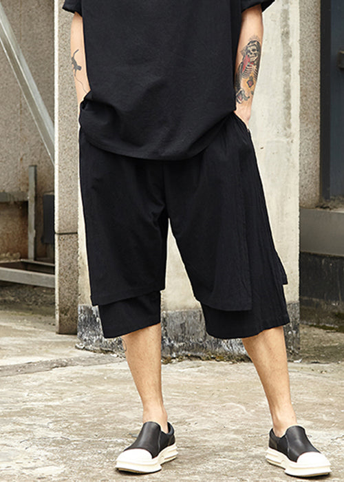 Men Shorts Pieces False Summer Pockets White New Cotton Two