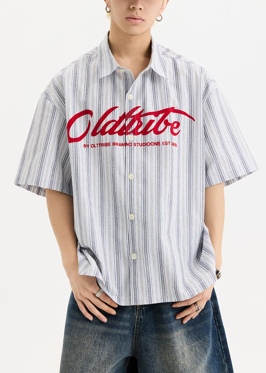 White Sleeve New Half Oversized Print Shirts Men Button Cotton