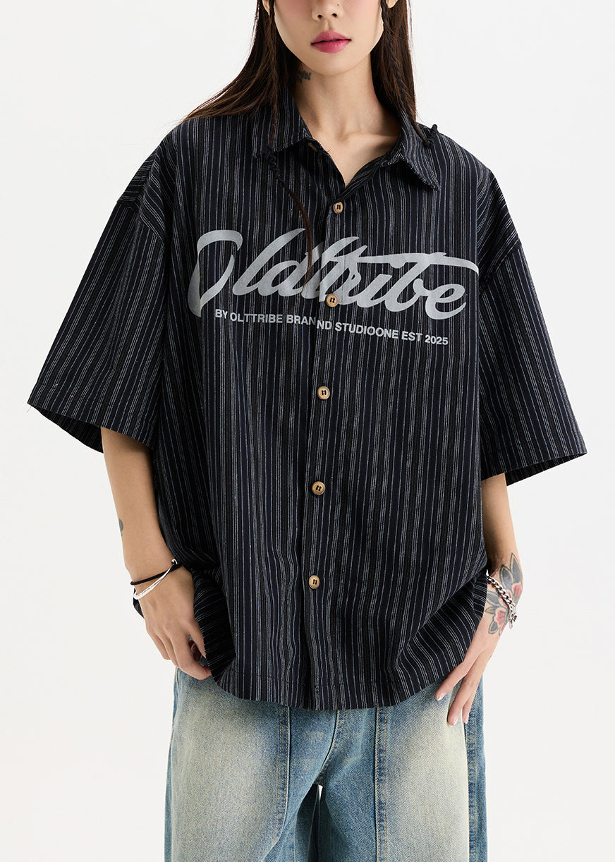 White Sleeve New Half Oversized Print Shirts Men Button Cotton