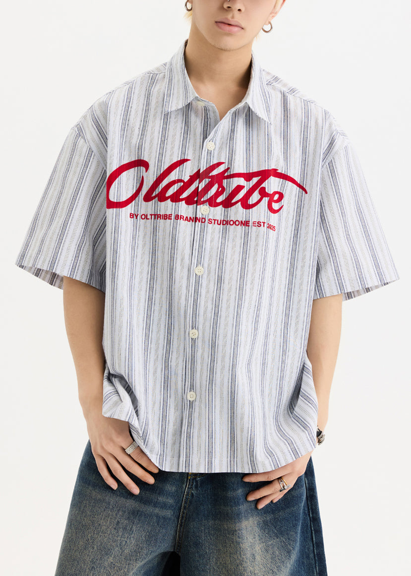 White Sleeve New Half Oversized Print Shirts Men Button Cotton