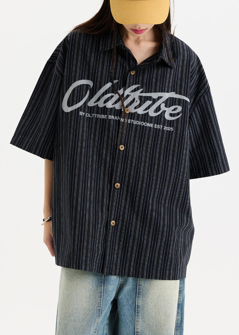 White Sleeve New Half Oversized Print Shirts Men Button Cotton