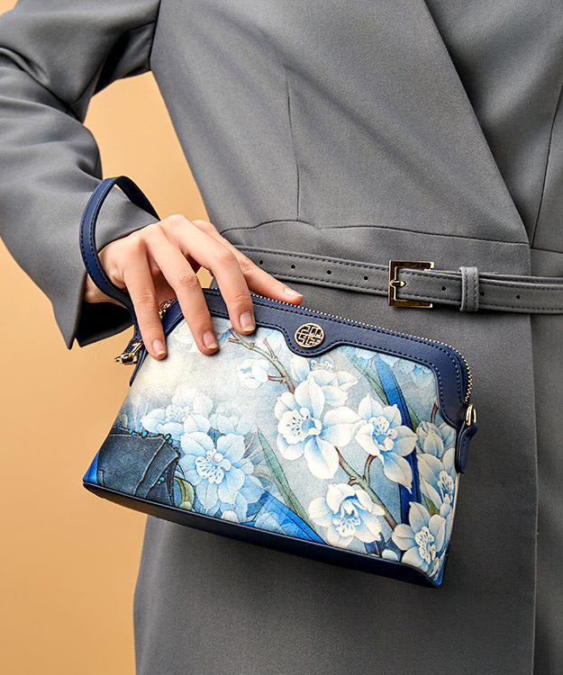 Versatile Organic Silk Print Bag Navy Clutch