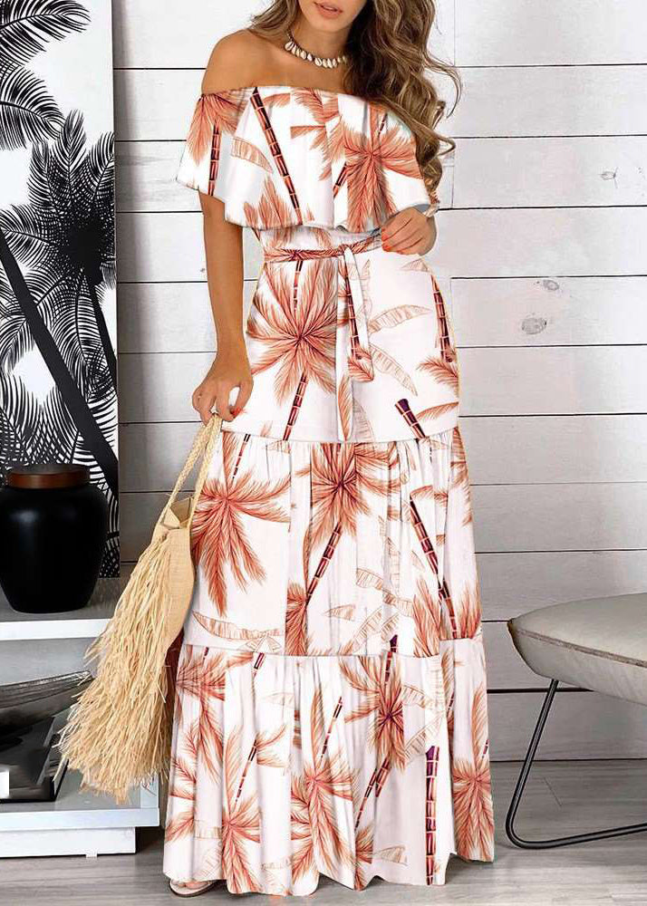 Tunic Dresses Organic Red Neck Slash Patchwork Long Summer