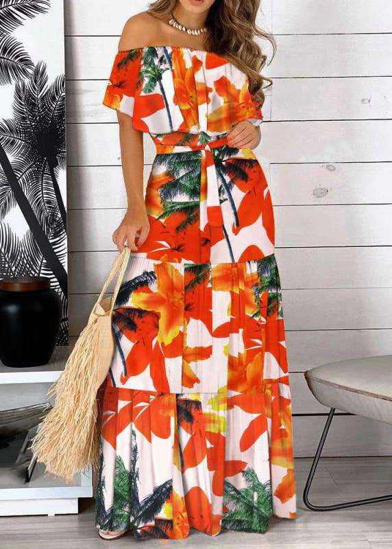 Tunic Dresses Organic Red Neck Slash Patchwork Long Summer