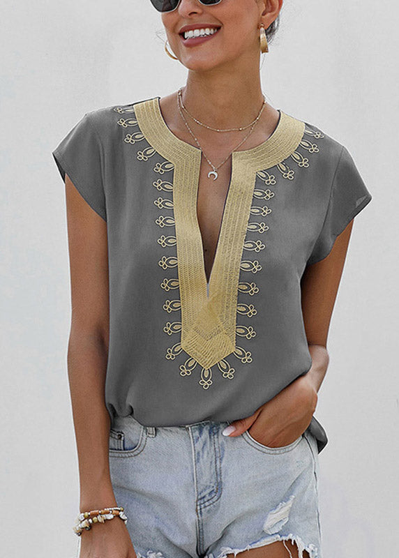 Original Design Short Orange Top Print Sleeve O-Neck