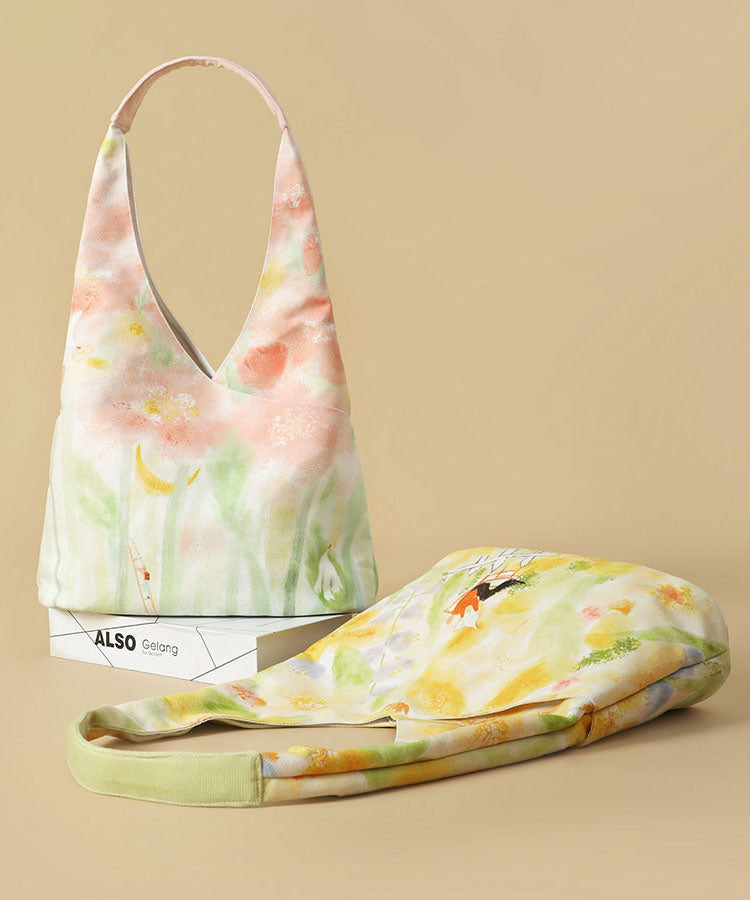 Canvas Bag Shoulder Original Japanese Pink Illustration