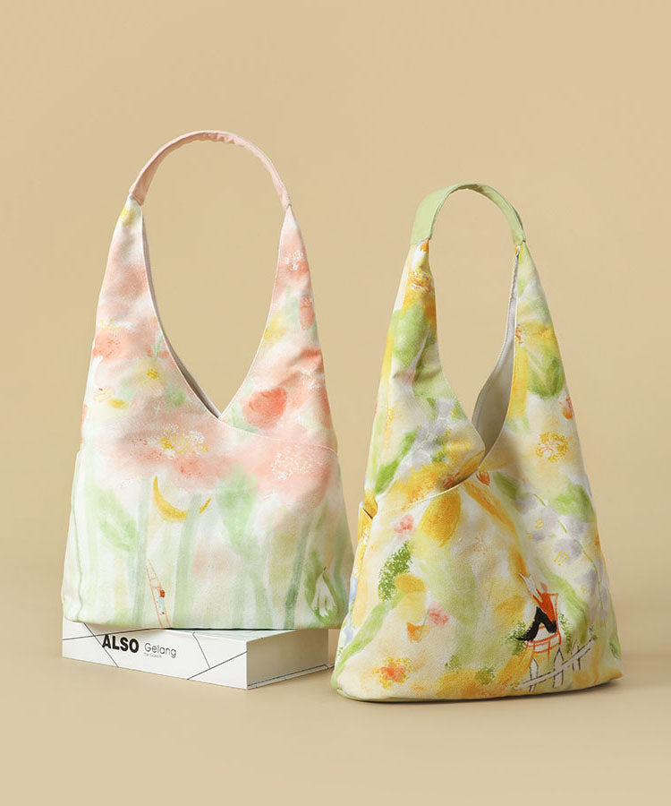 Canvas Bag Shoulder Original Japanese Pink Illustration