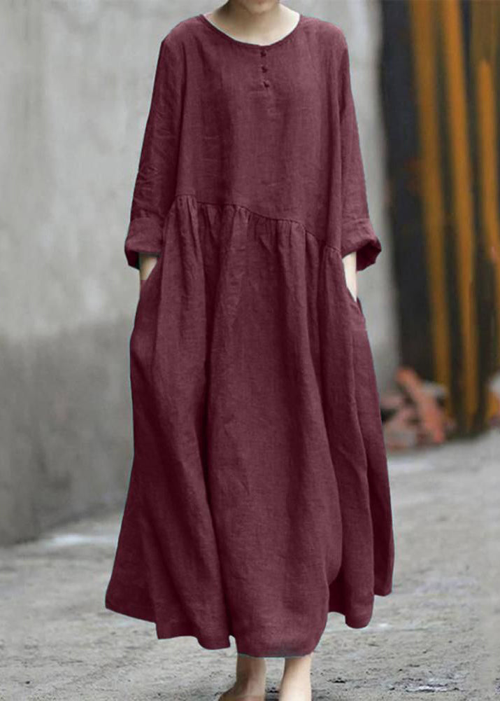 Size Dresses Plus Wrinkled Long Fall Green Patchwork