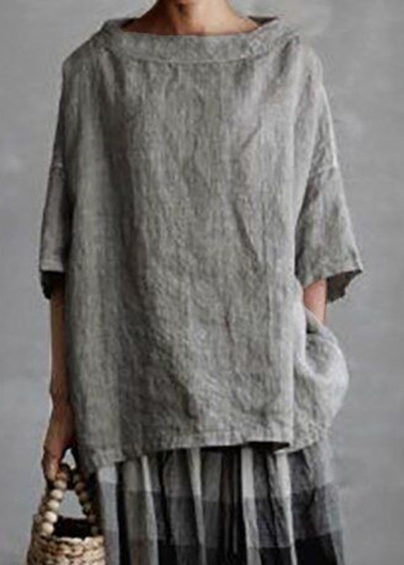 Size Grey O-Neck Summer Patchwork T Plus Solid Shirts
