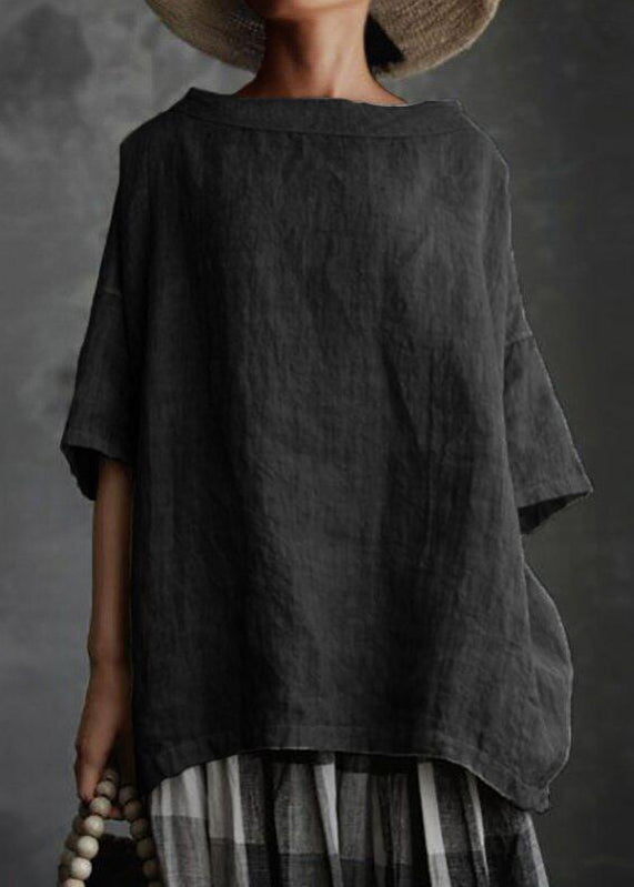 Size Grey O-Neck Summer Patchwork T Plus Solid Shirts