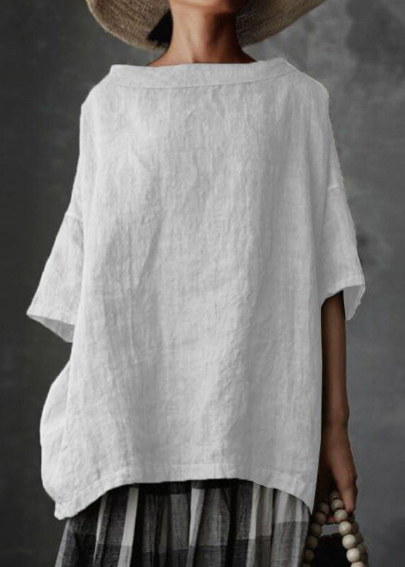 Size Grey O-Neck Summer Patchwork T Plus Solid Shirts