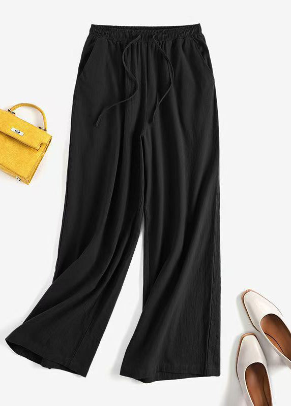 Leg Plus Wide Pockets Summer Size Pants Khaki Elastic Waist