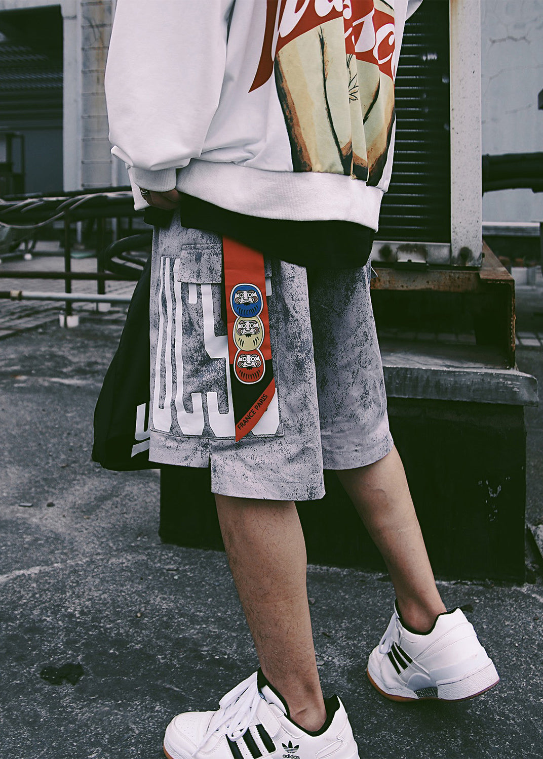 Mens Waist Retro Blue Elastic Summer Shorts Print Pockets