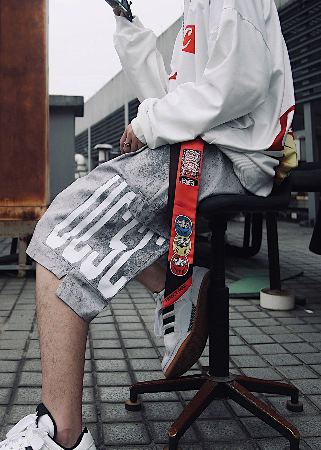 Mens Waist Retro Blue Elastic Summer Shorts Print Pockets