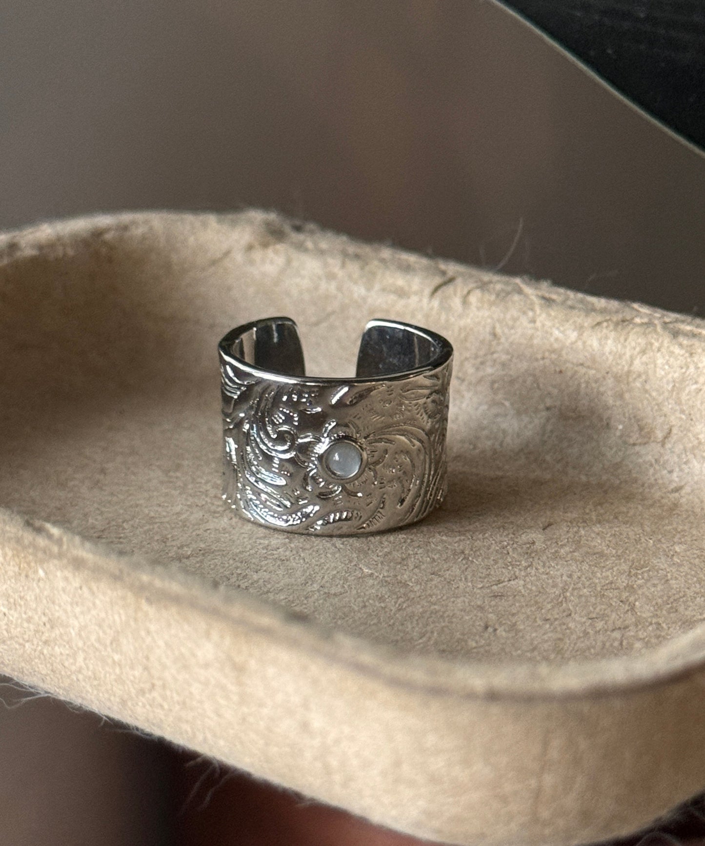 Jade Retro Sterling Open Silver Rings Silk