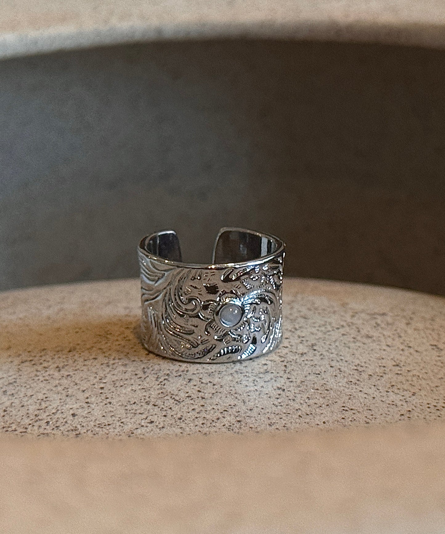 Jade Retro Sterling Open Silver Rings Silk