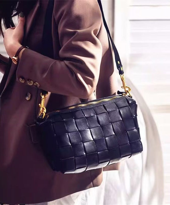 Retro Shoulder Design Bags Weave Leather
