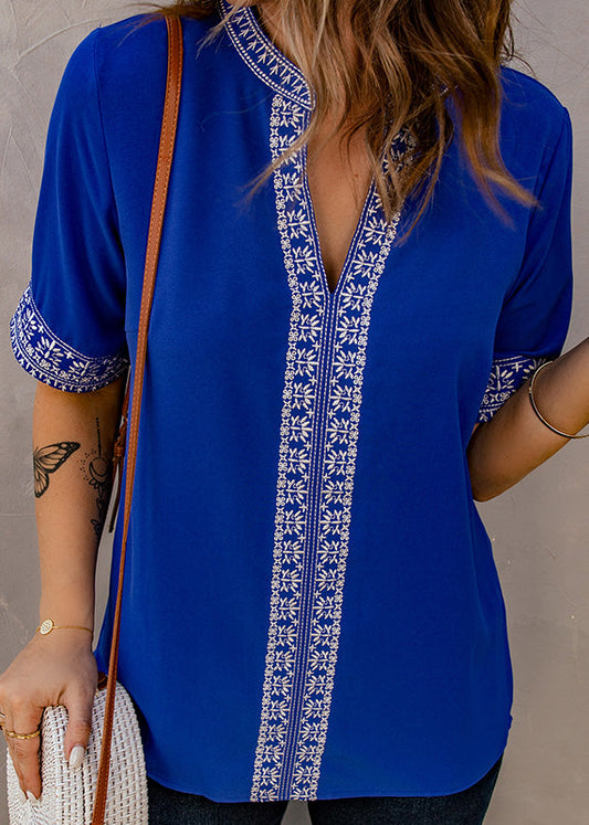 Summer Shirts Thin Embroidered T Blue Royal