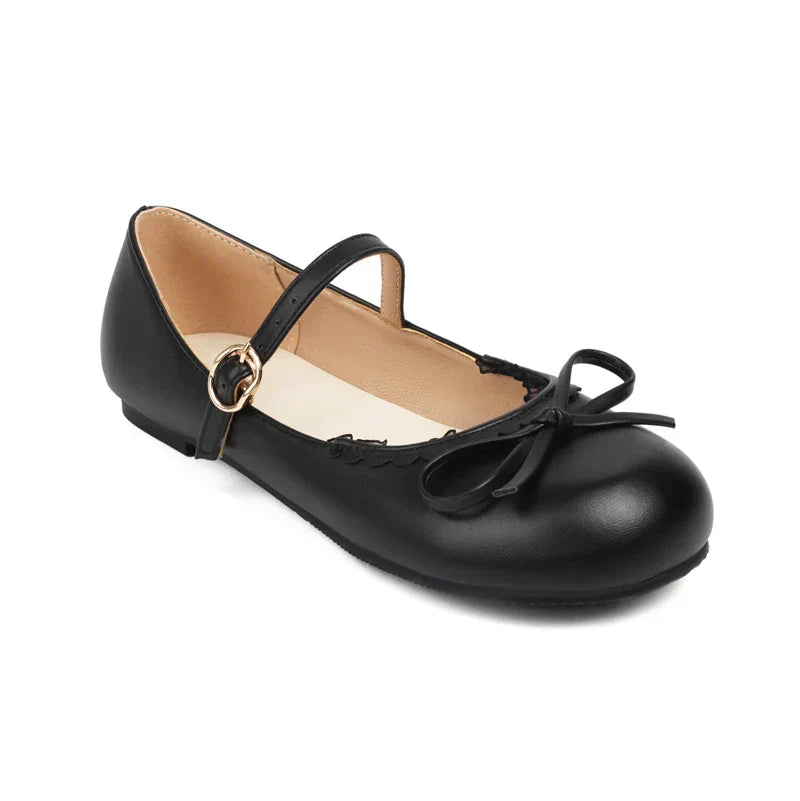 Mary - Bow Janes 33-45 Ballet Shoes Pink White Flats