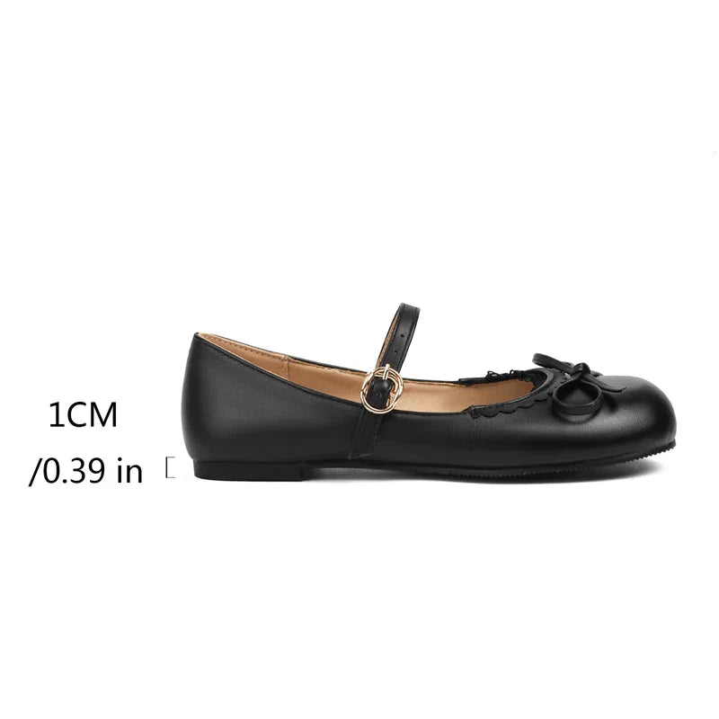 Mary - Bow Janes 33-45 Ballet Shoes Pink White Flats