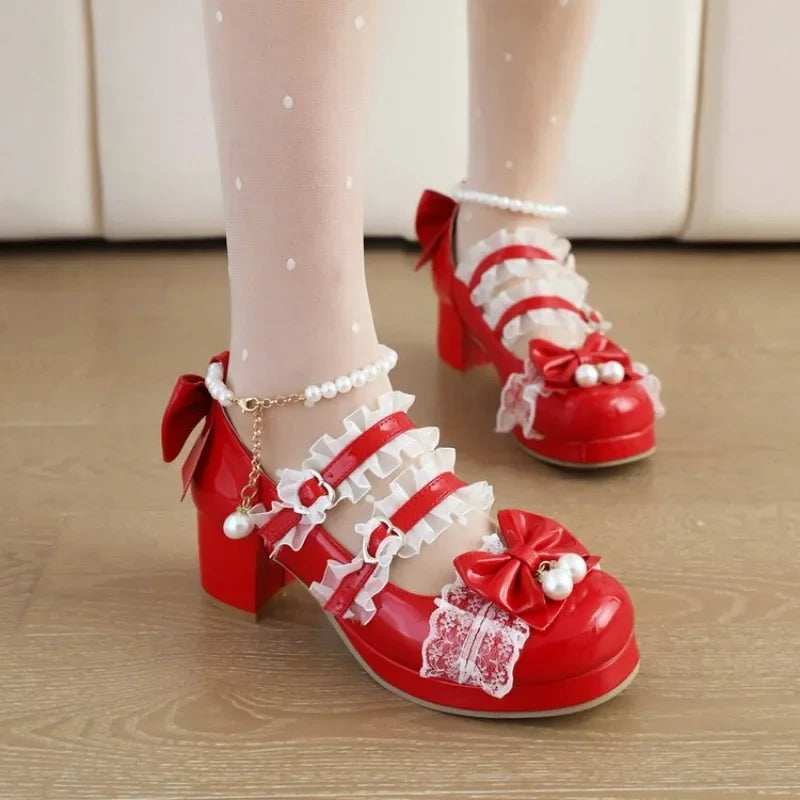 Mary 31-48 Red Pumps - Lolita Cosplay Jane Shoes