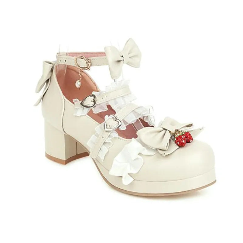 Strawberry Ruffles Sweet Wedding - Bow Princess Shoes 30-43