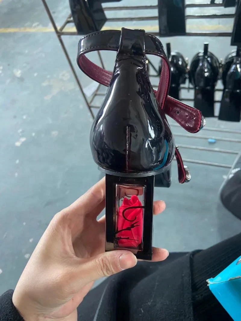 Wine Rose - 35-43 Shoes Red Elegant Block Jane Heel Mary