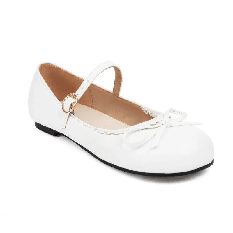 Mary - Bow Janes 33-45 Ballet Shoes Pink White Flats
