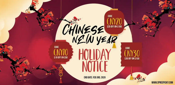 Avis de vacances et vente spéciale pour le Nouvel An chinois 2020