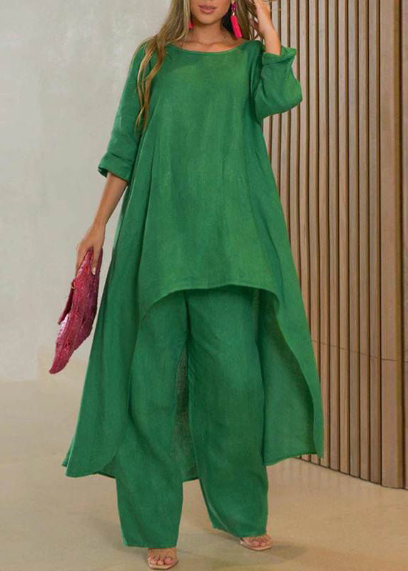 Leg Asymmetrical Simple Pants Patchwork Top And Blue Baby Wide