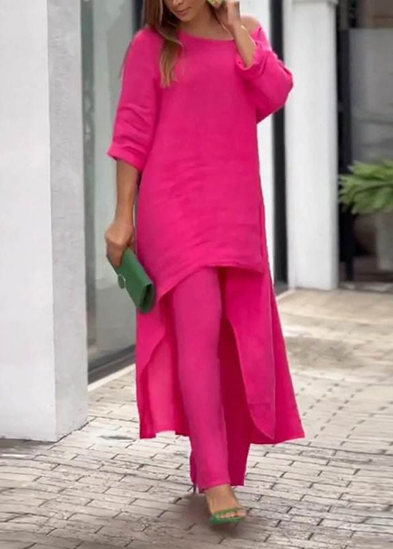 Leg Asymmetrical Simple Pants Patchwork Top And Blue Baby Wide