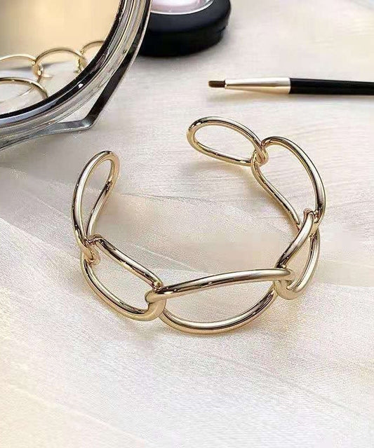 Out Gold Hollow Style Metal Chain Cuff Open