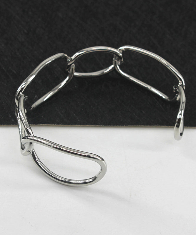 Out Gold Hollow Style Metal Chain Cuff Open