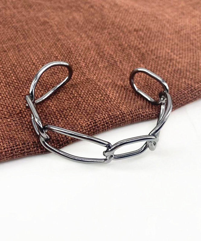 Out Gold Hollow Style Metal Chain Cuff Open