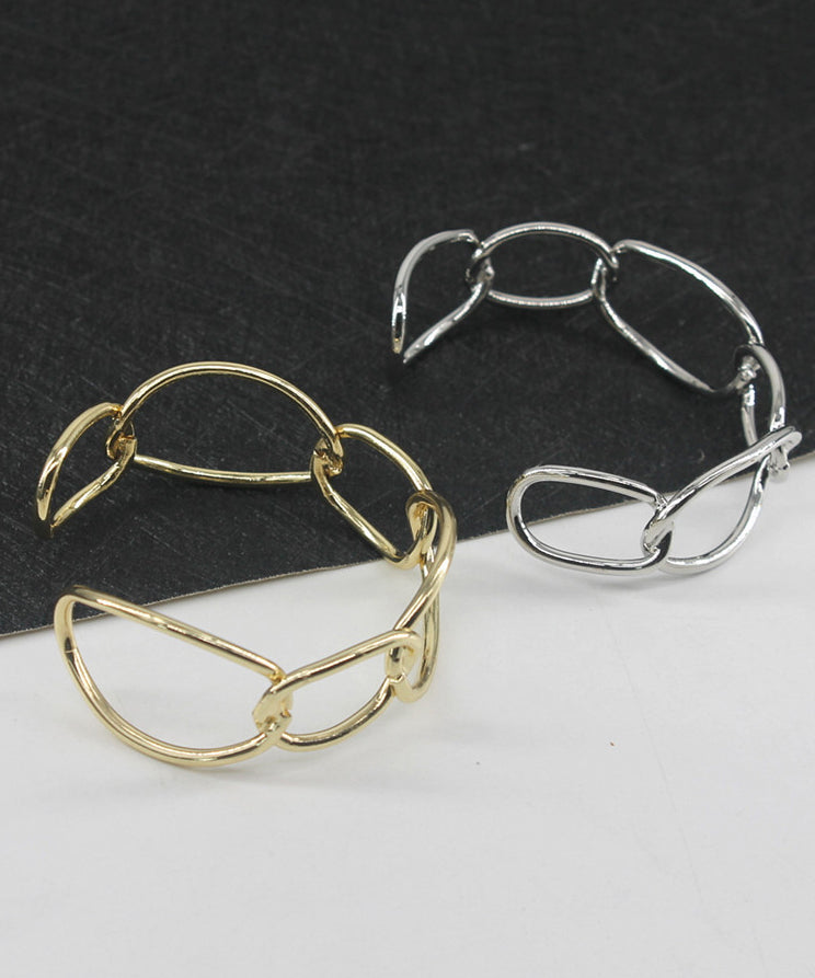 Out Gold Hollow Style Metal Chain Cuff Open