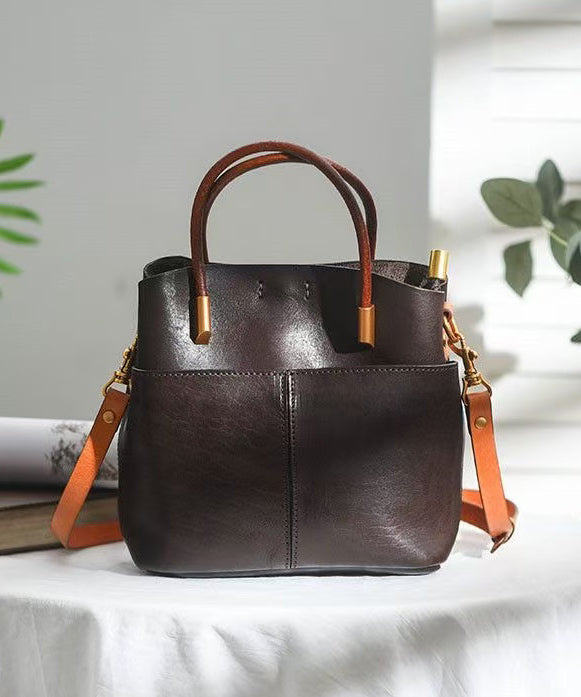 Leather Style Orange Large Durable Handbag Tote