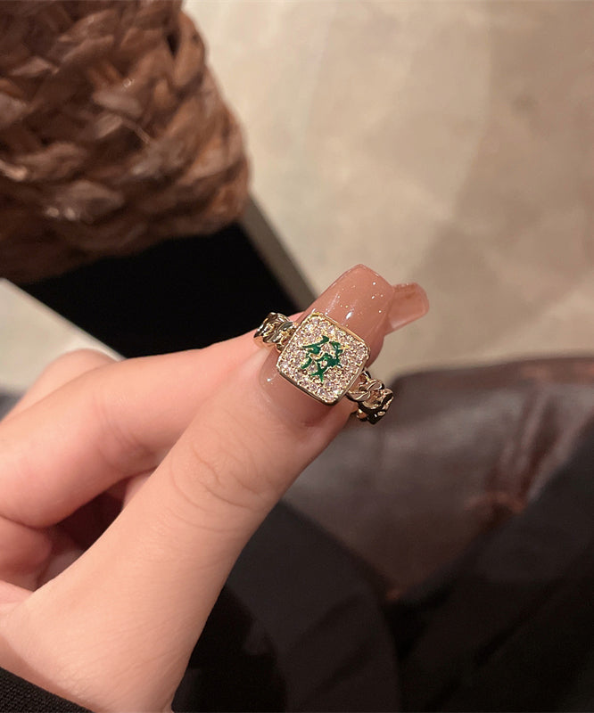 Zircon Alloy Stylish Set Mahjong Rings Two-Piece